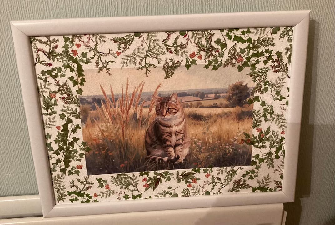 Tabby Cat in Country Meadow Decoupage Rice Paper - CAGA 4301