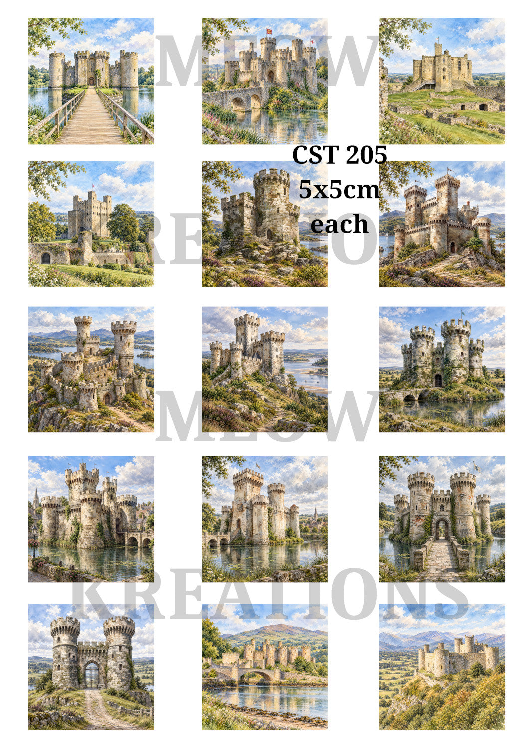 Water Colour Castle Collection Decoupage Rice Paper - CST 205