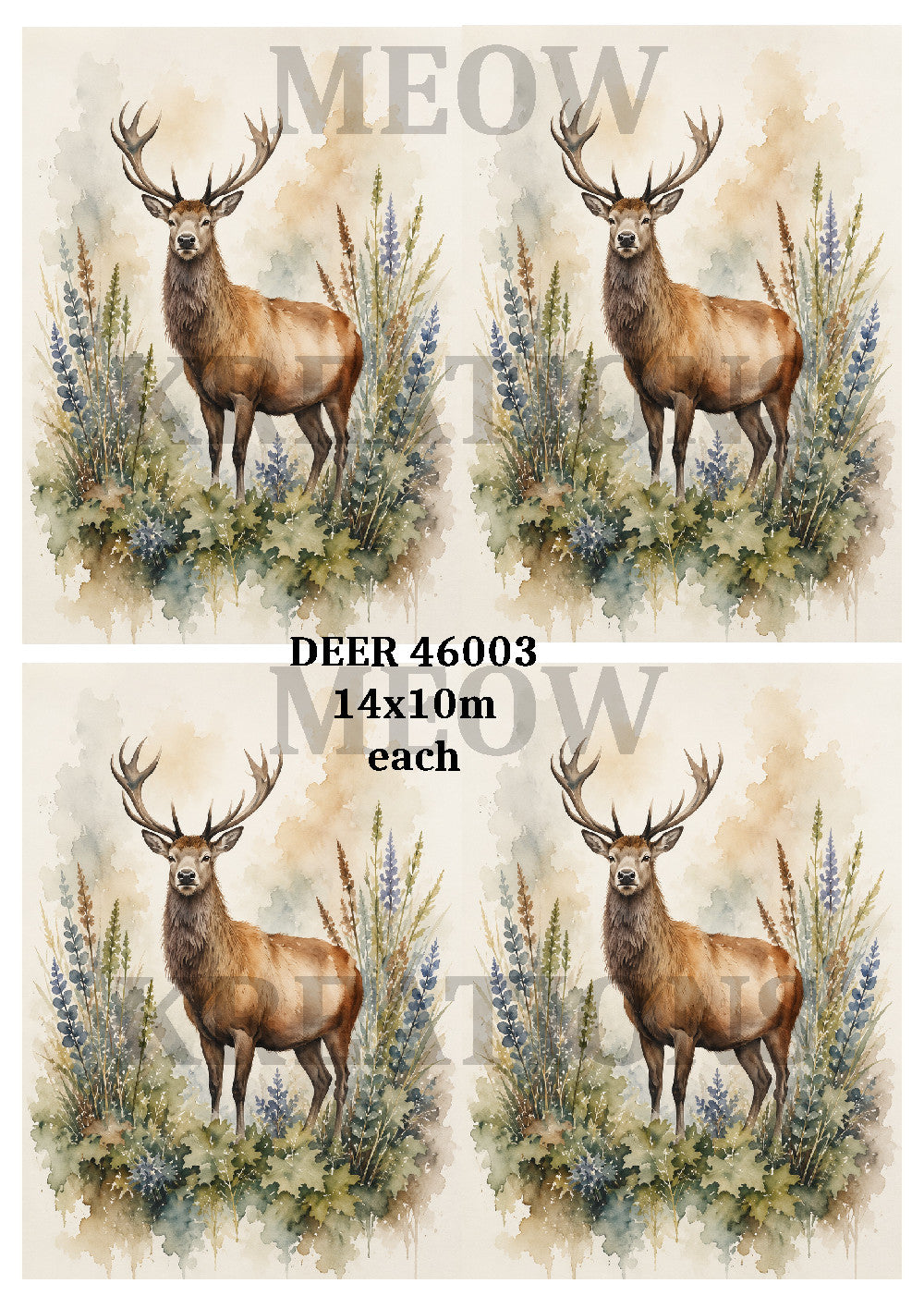 Majestic Stag Decoupage Rice Paper, Woodland Deer & Wildflowers - DEER 46003