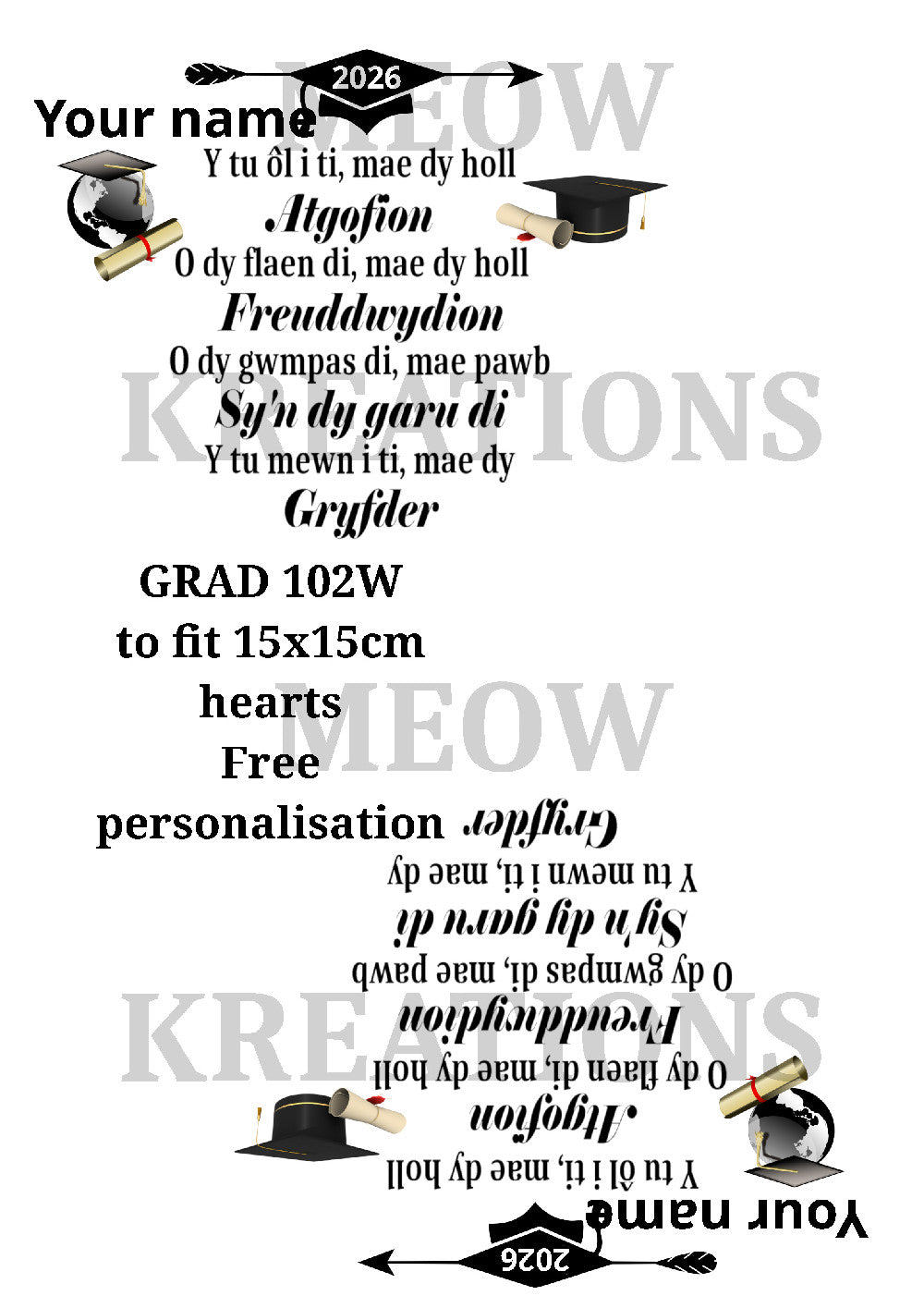 Graduation 2026 Celebration Welsh Words Decoupage Rice Paper - GRAD 102W