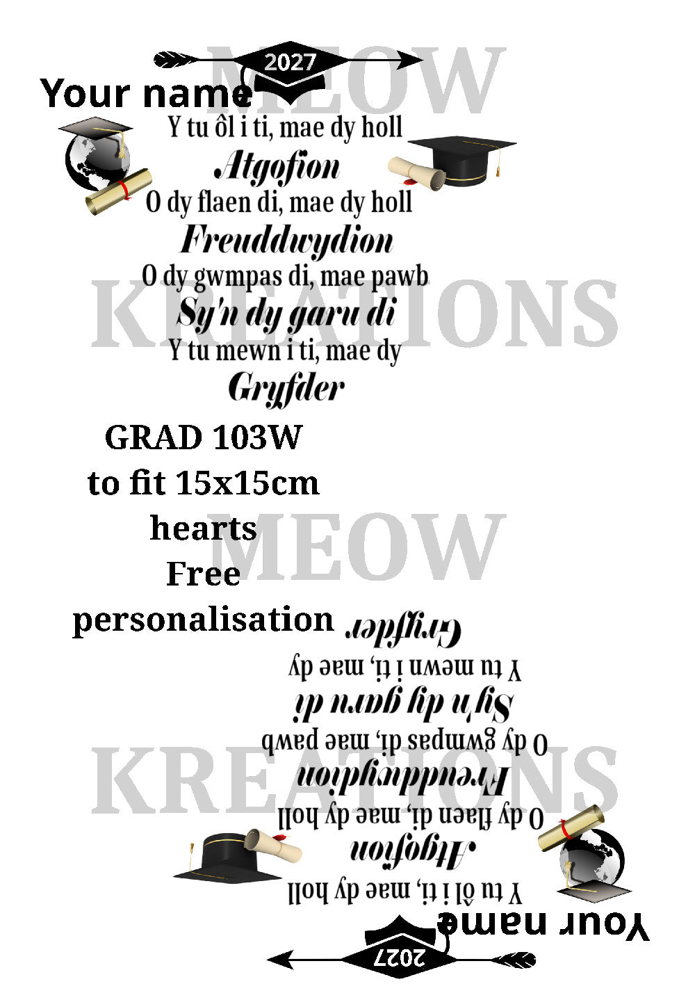 Graduation 2027 Celebration Welsh Words Decoupage Rice Paper - GRAD 103W