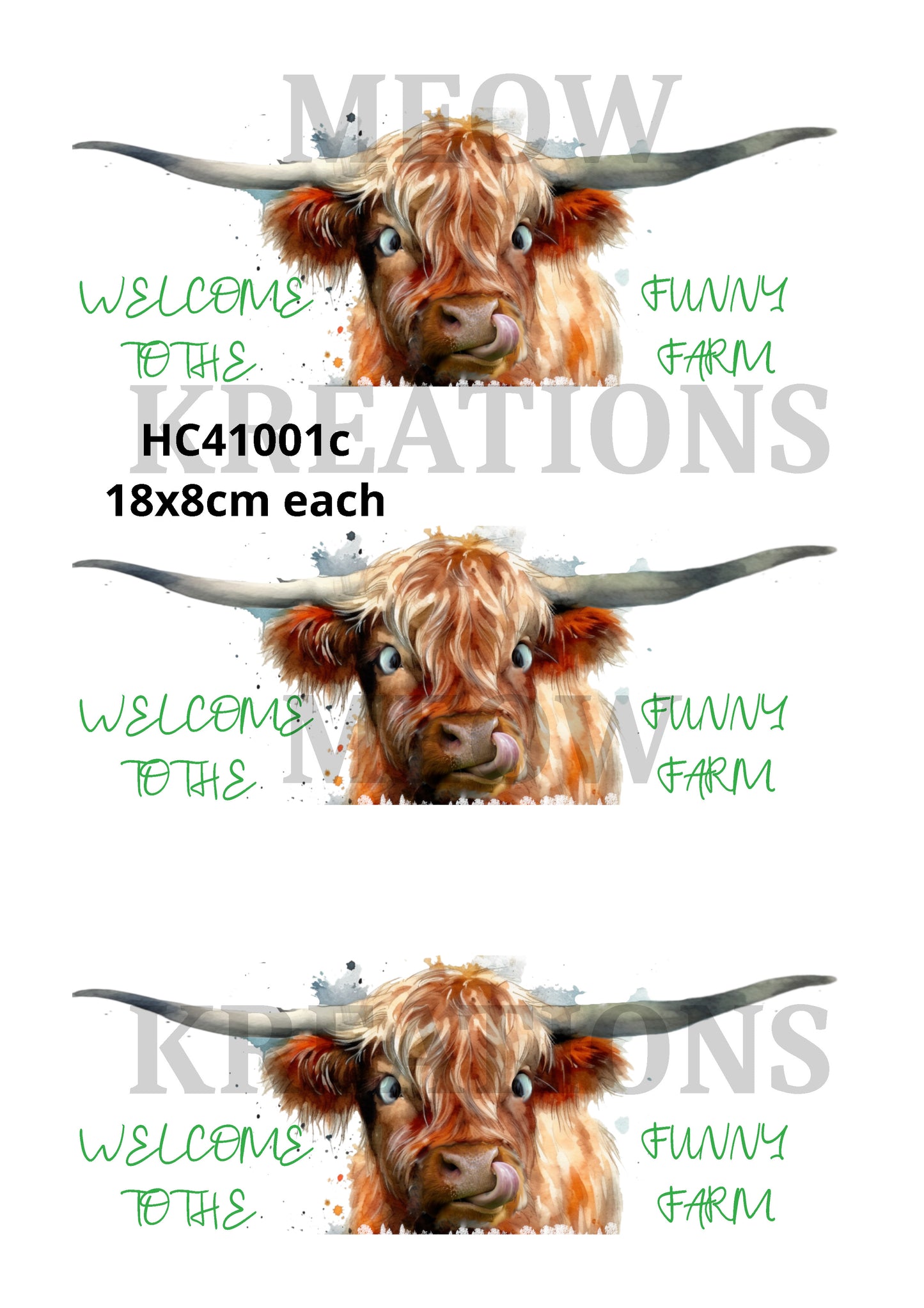 Highland Cow Funny Farm Decoupage Rice Paper - HC 41001c