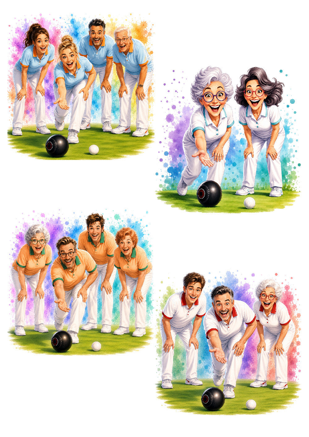Cartoon style Lawn Bowls Decoupage Rice Paper - LGB 102