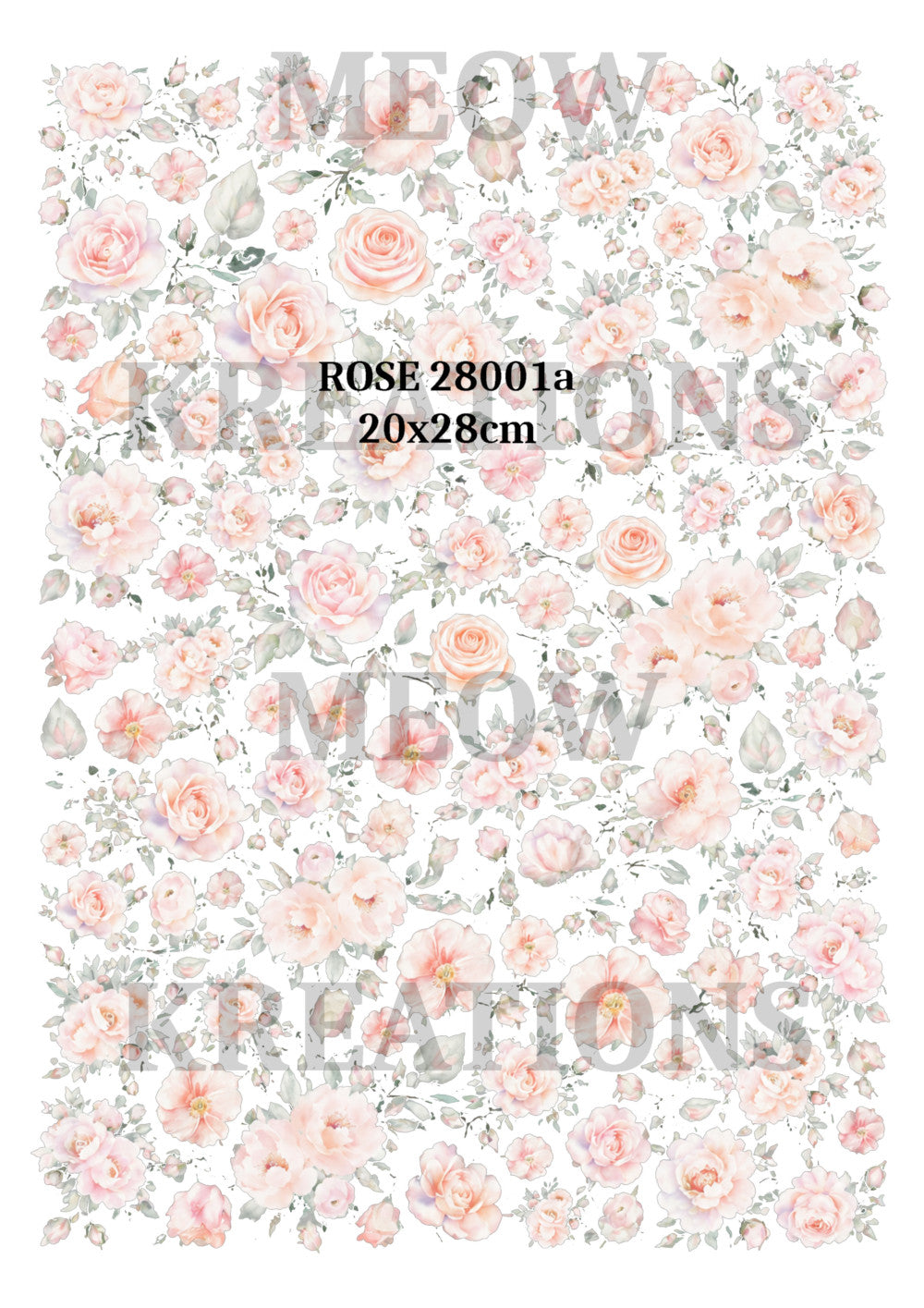 Pink Rose Decoupage Rice Paper Watercolour Floral Design – ROSE 28001a