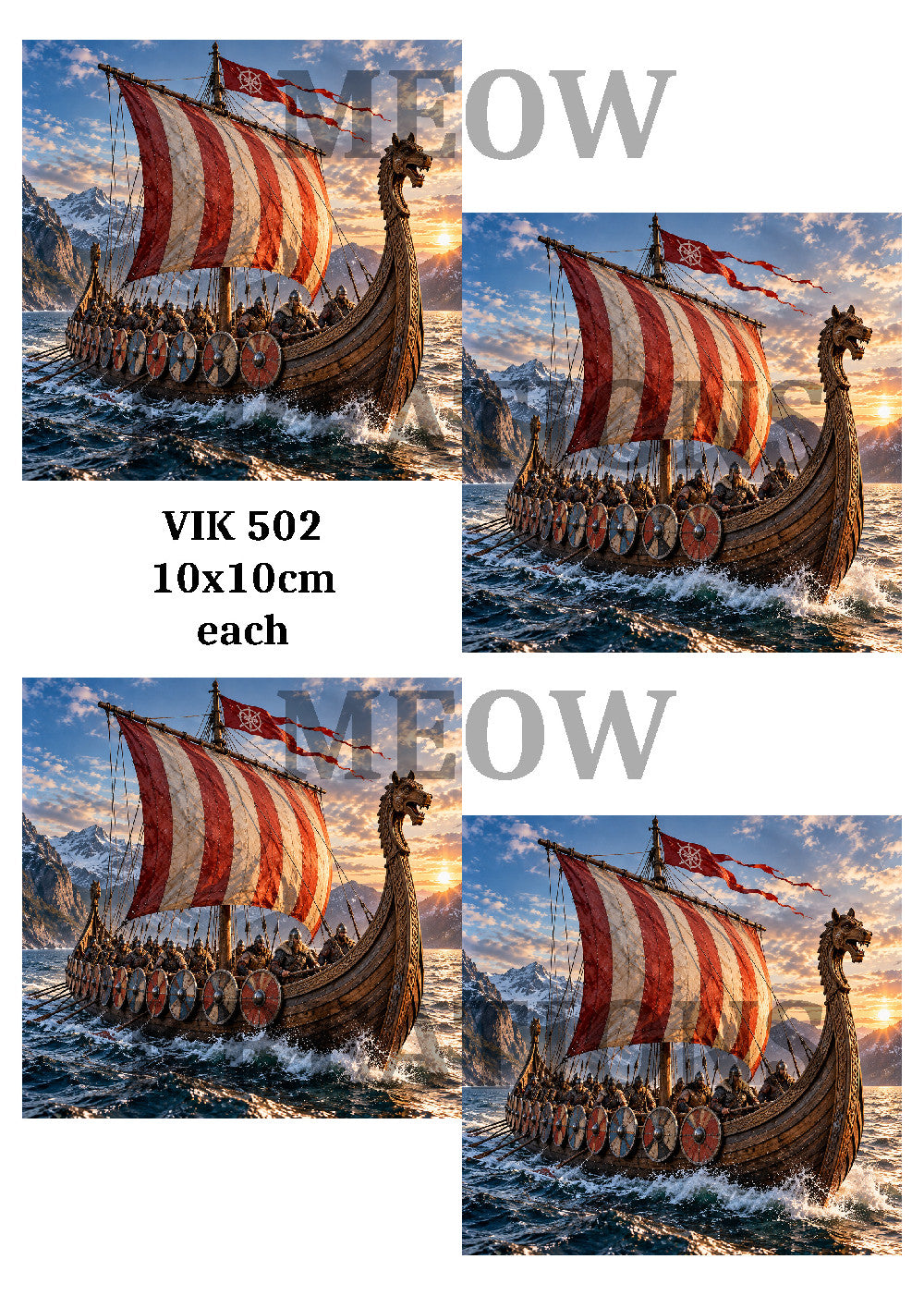 Viking Longship at Sea Decoupage Rice Paper - VIK 502