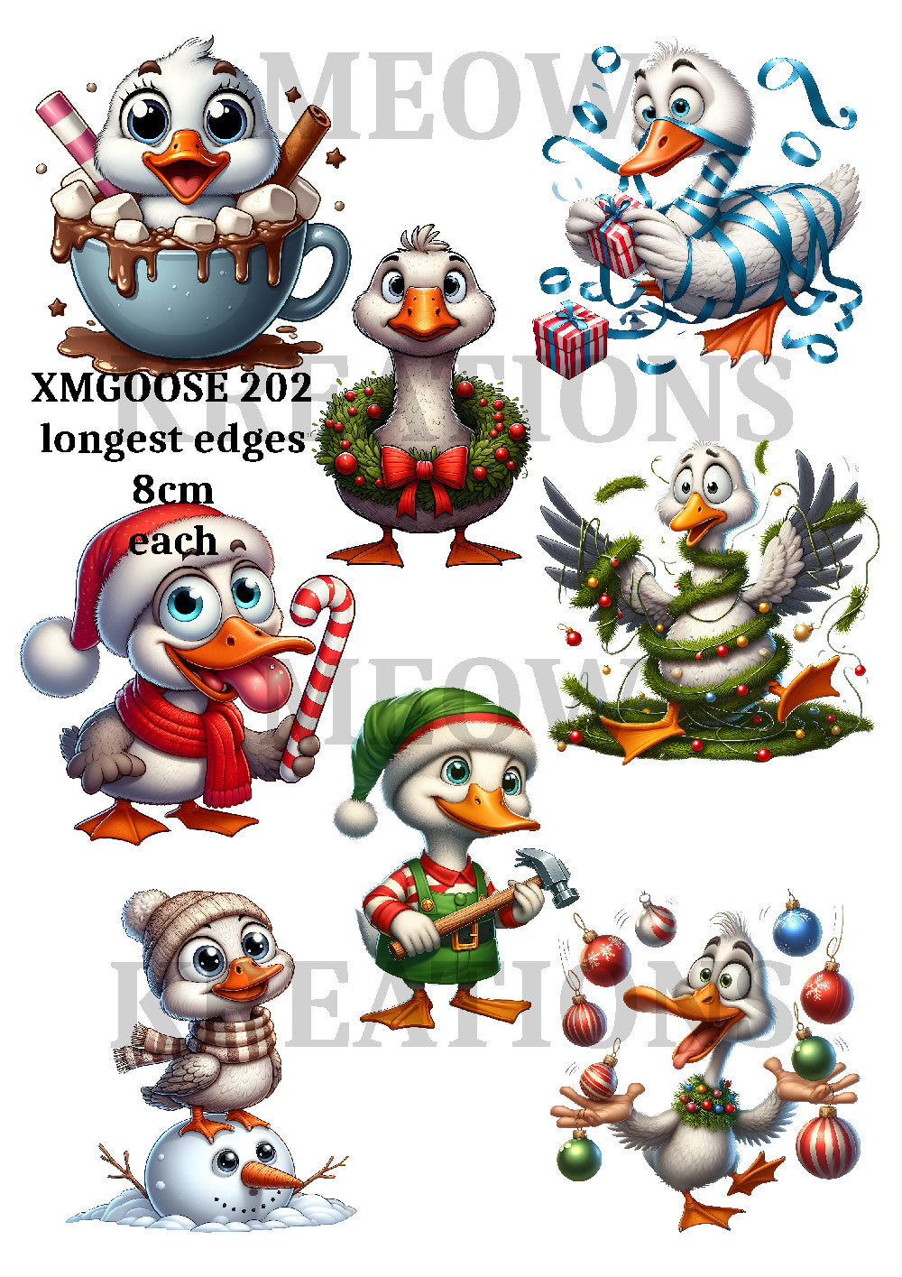 Funny Quirky Christmas Geese Decoupage Rice Paper - XMGOOSE 202