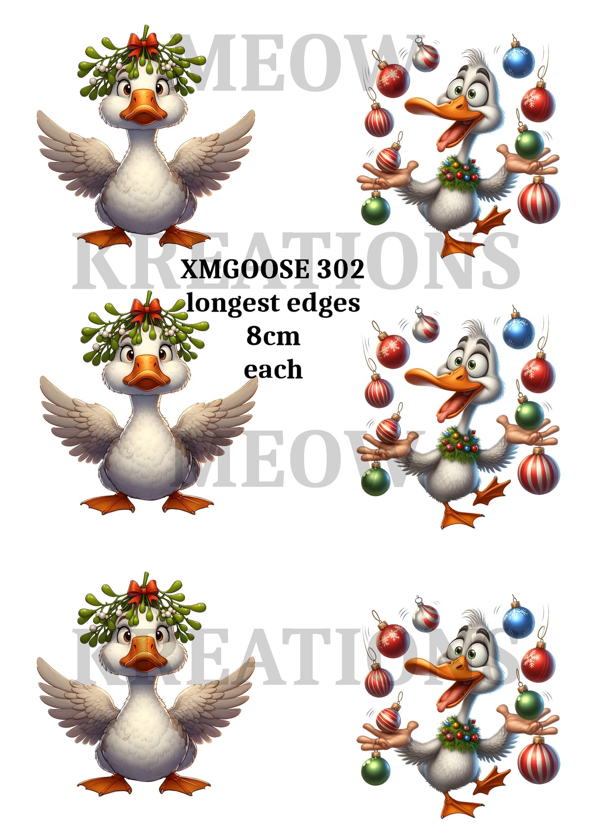 Funny Quirky Christmas Geese Decoupage Rice Paper - XMGOOSE 302