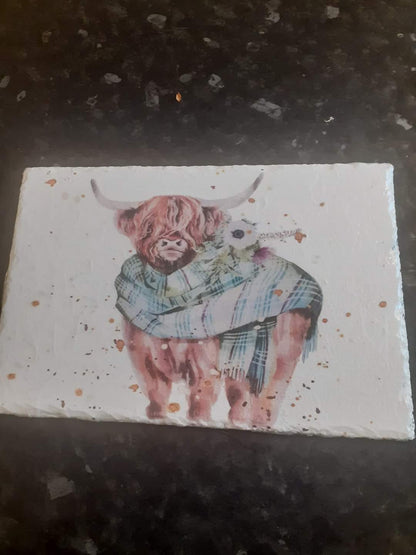 Highland Cow in Tartan Decoupage Rice Paper - HC 13004