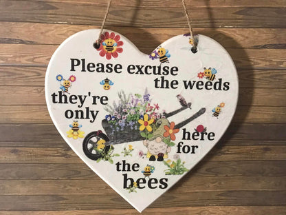 Bees Excuse the Weeds Garden Sign Decoupage Rice Paper - QUOTEG 23001a