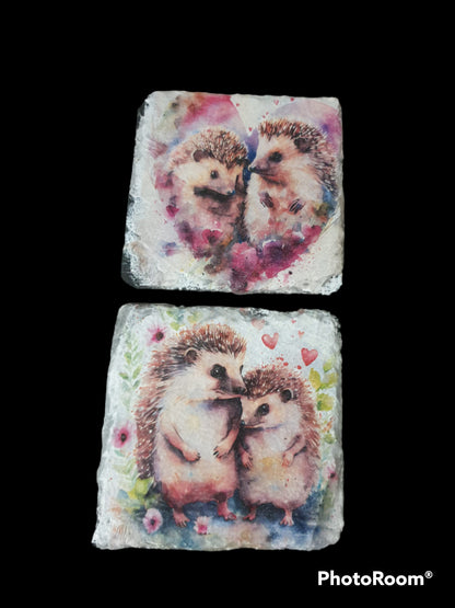 Hedgehog Couples in Love Valentine Decoupage Rice Paper - HED 47002