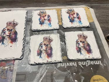 Cocker Spaniels Wearing Crowns Decoupage Rice Paper - DGA 3503