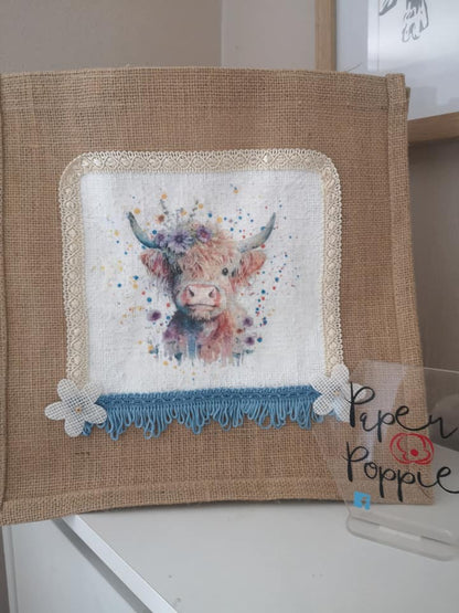 Highland Cow Floral Crown Decoupage Rice Paper - HC 21001