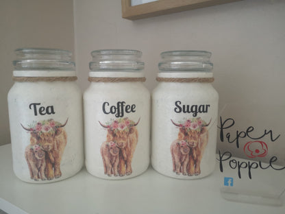 Highland Cow, Tea, Coffee, Sugar, Decoupage Rice Paper - HC 15004