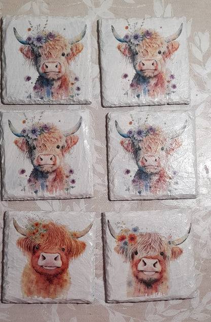 Highland Cow Floral Crown Decoupage Rice Paper - HC 19002