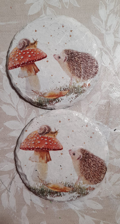 Hedgehog Toadstool Snail Decoupage Rice Paper - HED 45002