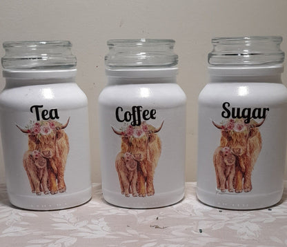Highland Cow, Tea, Coffee, Sugar, Decoupage Rice Paper - HC 15004