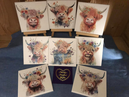 Highland Cow Floral Crown Decoupage Rice Paper - HC 18002