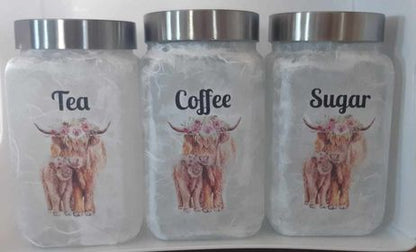 Highland Cow, Tea, Coffee, Sugar, Decoupage Rice Paper - HC 15004