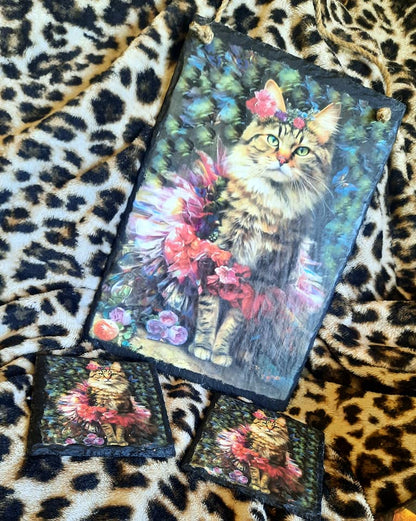 Floral Tabby Cat & Butterflies Decoupage Rice Paper - CAG 33001