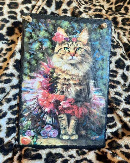 Floral Tabby Cat & Butterflies Decoupage Rice Paper - CAG 33001