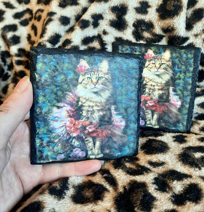 Floral Tabby Cat Collection Decoupage Rice Paper - CAG 33002
