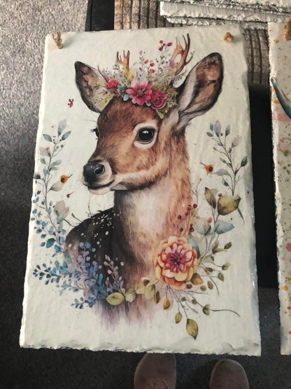 Doe with Floral Crown Decoupage Rice Paper - DEER 25001