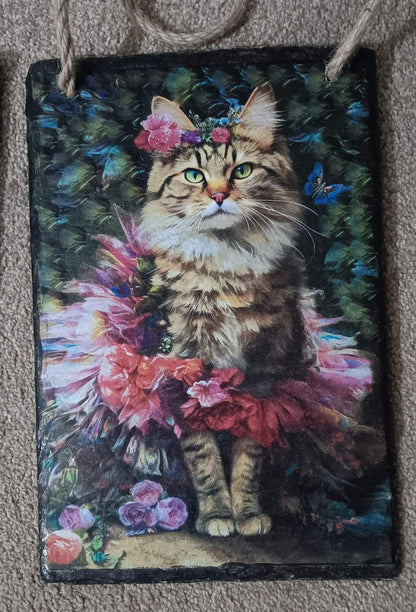 Floral Tabby Cat & Butterflies Decoupage Rice Paper - CAG 33001