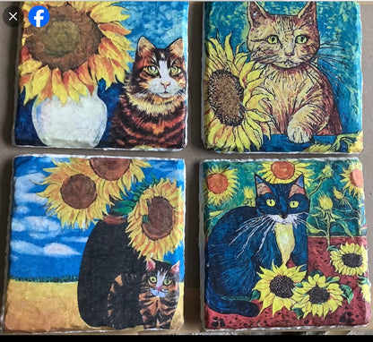 Cats & Sunflowers Art Decoupage Rice Paper - CAG 5002