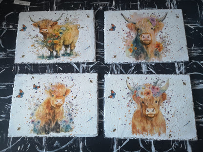 Highland Cow Floral Crown Decoupage Rice Paper - HC 86001