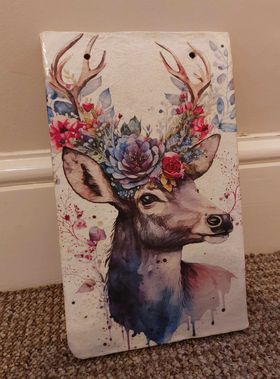 Stag with Floral Crown Decoupage Rice Paper - DEER 23001