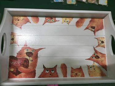Quirky Peeking Orange Cats & Heart Decoupage Rice Paper - CAG 19001a