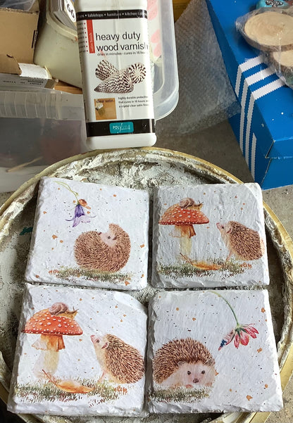 Hedgehog Toadstool Snail Decoupage Rice Paper - HED 45002