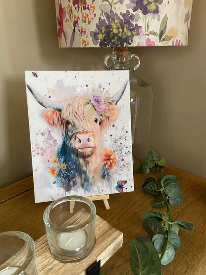 Highland Cow Floral Crown Decoupage Rice Paper - HC 32001
