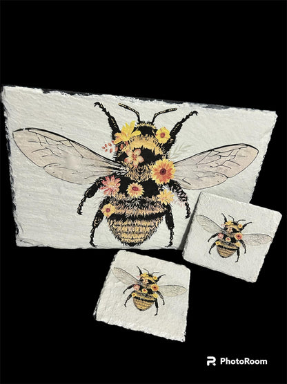 Floral Bee & Flowers Decoupage Rice Paper - BEES 35001