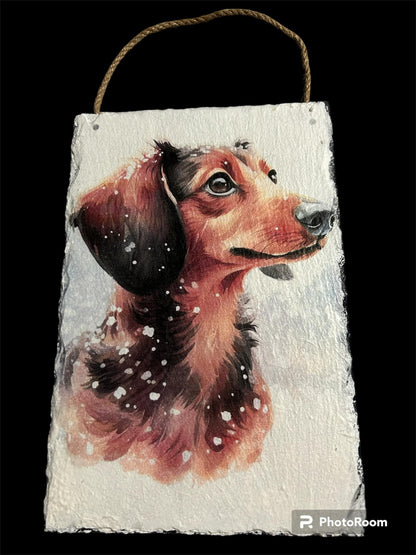Winter Dachshund Watercolour Decoupage Rice Paper - DGB 8701