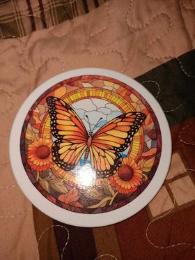 Sunflower & Butterfly Stained Glass Circles Decoupage Rice Paper – BUTT 21002