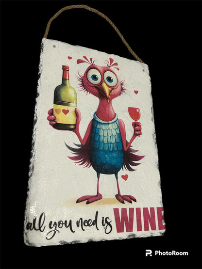 Funny Bird Needing Wine Valentine Decoupage Rice Paper - V 301