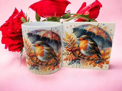 Robin Bird Umbrella Autumn Decoupage Rice Paper - ROBIN 24002