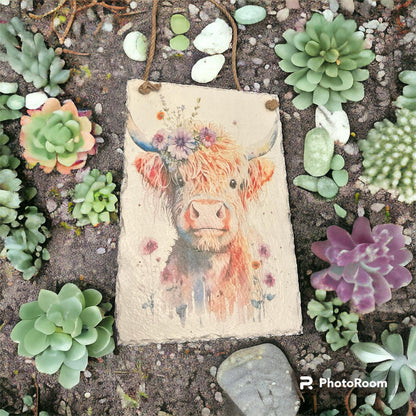 Highland Cow Floral Crown Decoupage Rice Paper - HC 17001