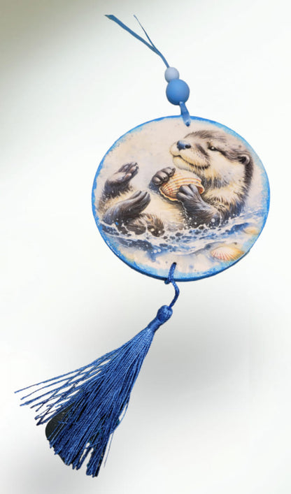 Playful Otters With Seashells Decoupage Rice Paper - OTT 1902