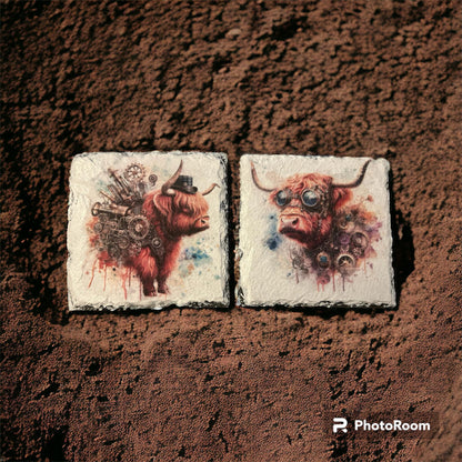Highland Cow Steampunk Decoupage Rice Paper - HC 93002