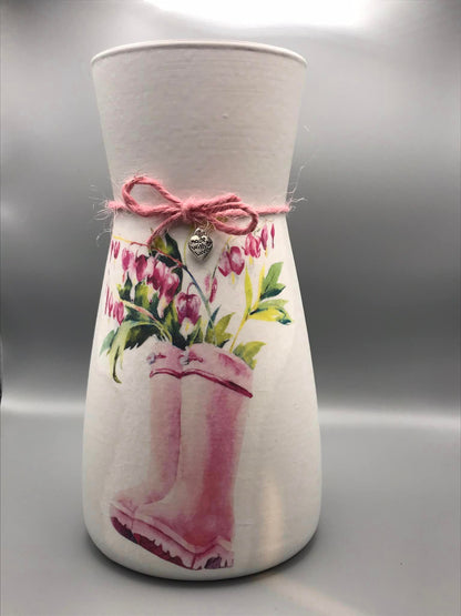Pink Wellies & Bleeding Hearts Decoupage Rice Paper - BOU 1003