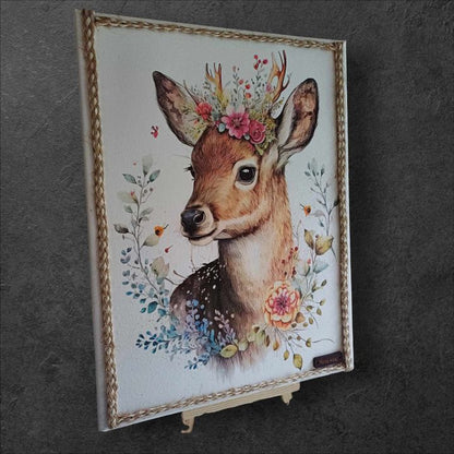 Doe with Floral Crown Decoupage Rice Paper - DEER 25001
