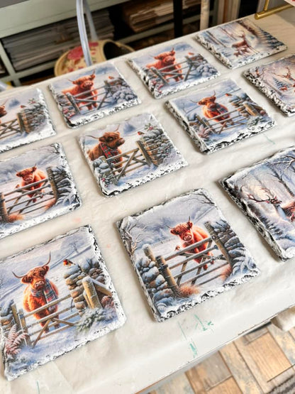 Highland Cow & Robin Winter Decoupage Rice Paper - XMASHC 2903