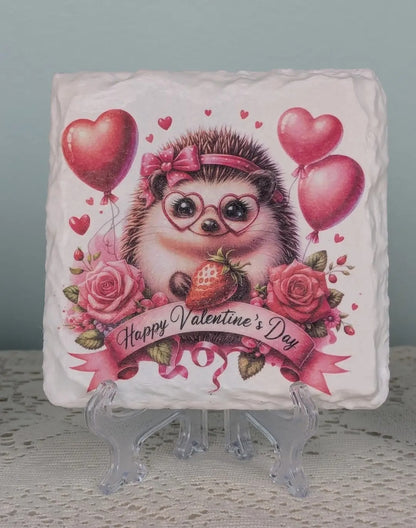 Cute Valentine Hedgehogs & Balloon Hearts Decoupage Rice Paper - HEDa 4102