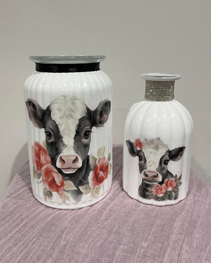 Cow Calf with Roses Decoupage Rice Paper - HCA 6403