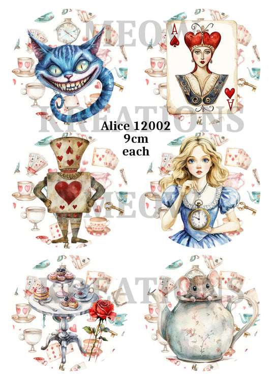 Alice in Wonderland Characters Decoupage Rice Paper - Alice 12002