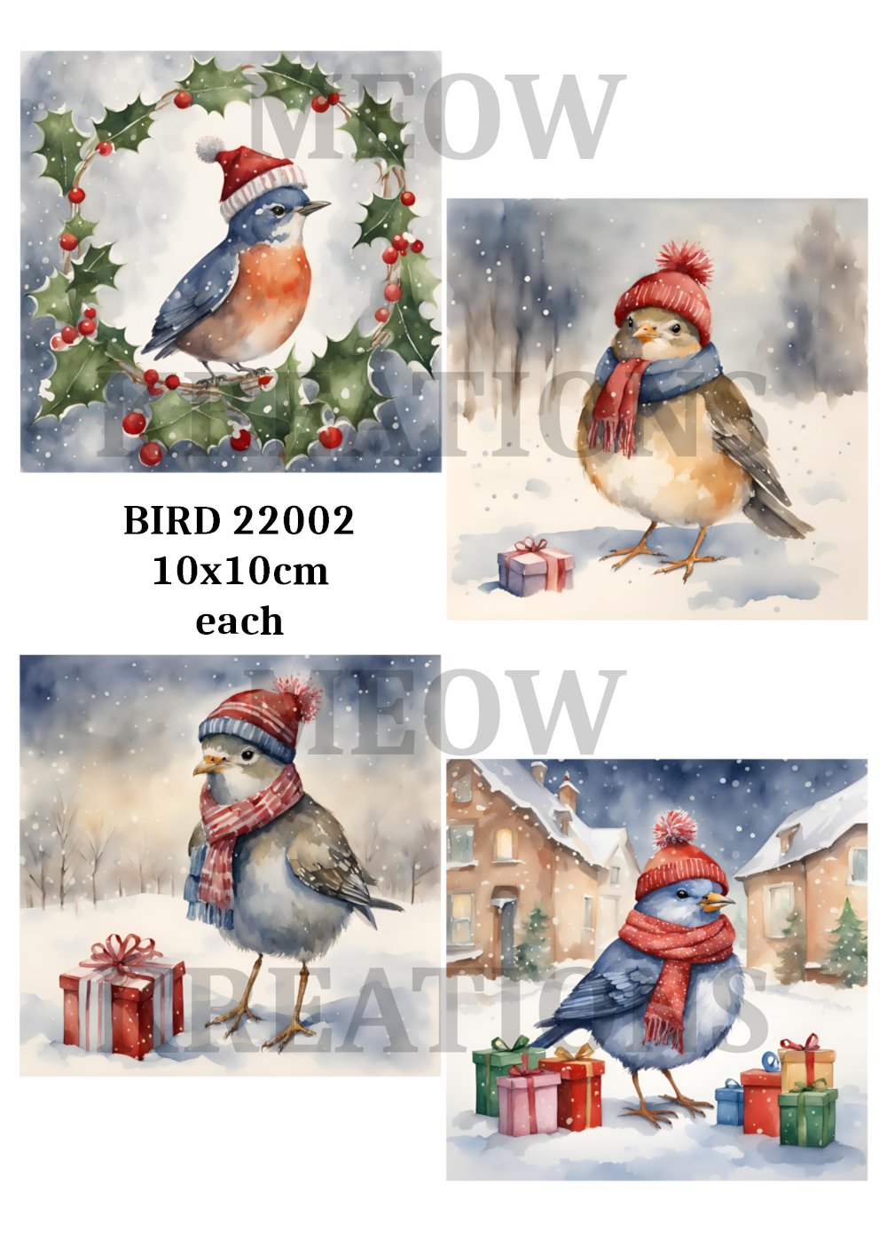 Bird Christmas Decoupage Rice Paper - BIRD 22002