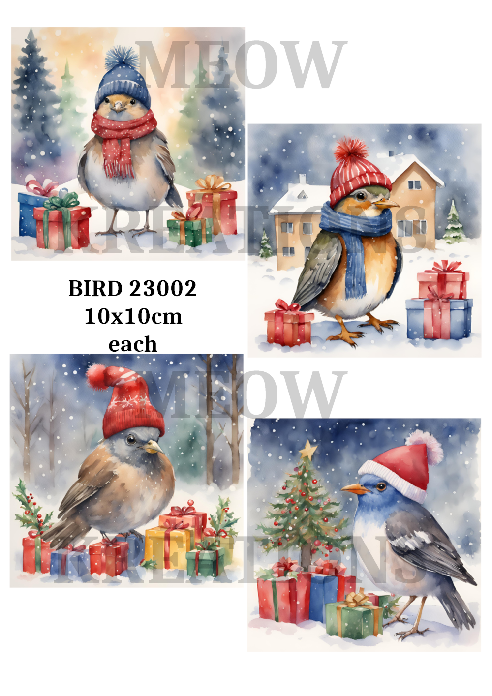 Bird Christmas Decoupage Rice Paper - BIRD 23002