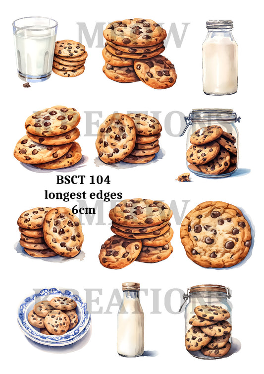 Chocolate Chip Cookie & Milk Decoupage Rice Paper - BSCT 104